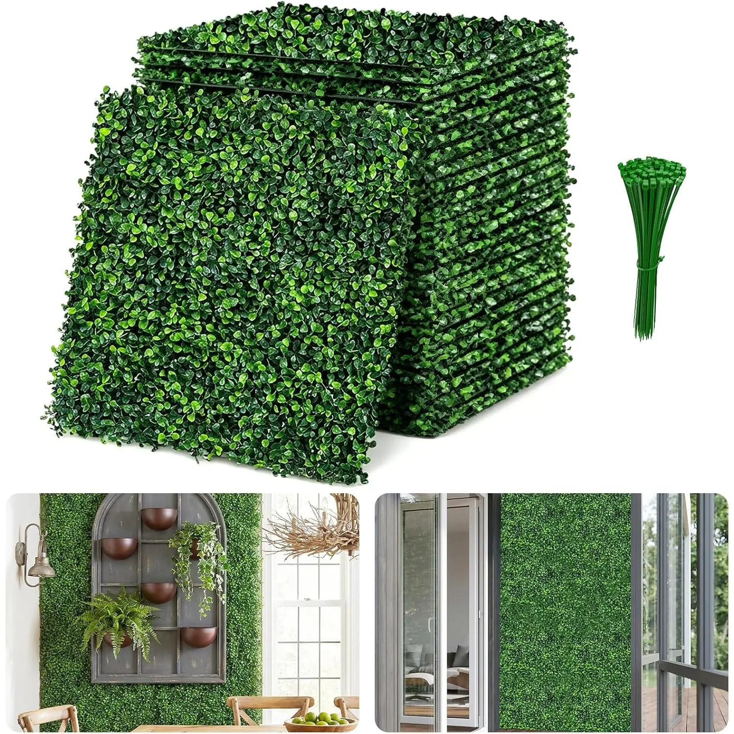Artificial Grass Wall Panels Backdrop, 10"X10" 12P(8.4 sqft)  Faux Greenery  Fence Screen, Artificial Boxwood Hedge Wall Panels for Backyard, Garden, Balcony Indoor Outdoor Decor