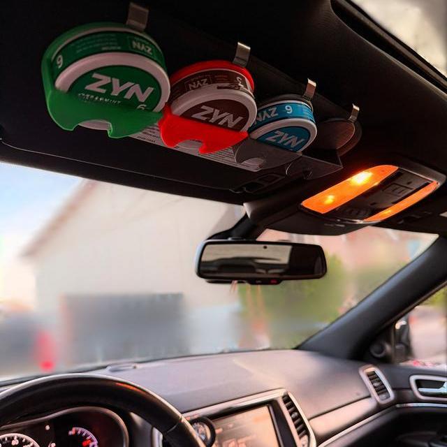 Dip Can Holder for Car Visor - Universal Clip-On Black Organizer, Compact & Durable Holder for Round Cans, Perfect for Trucks, Cars and SUVs,Essential Accessory for Zyn Pouches