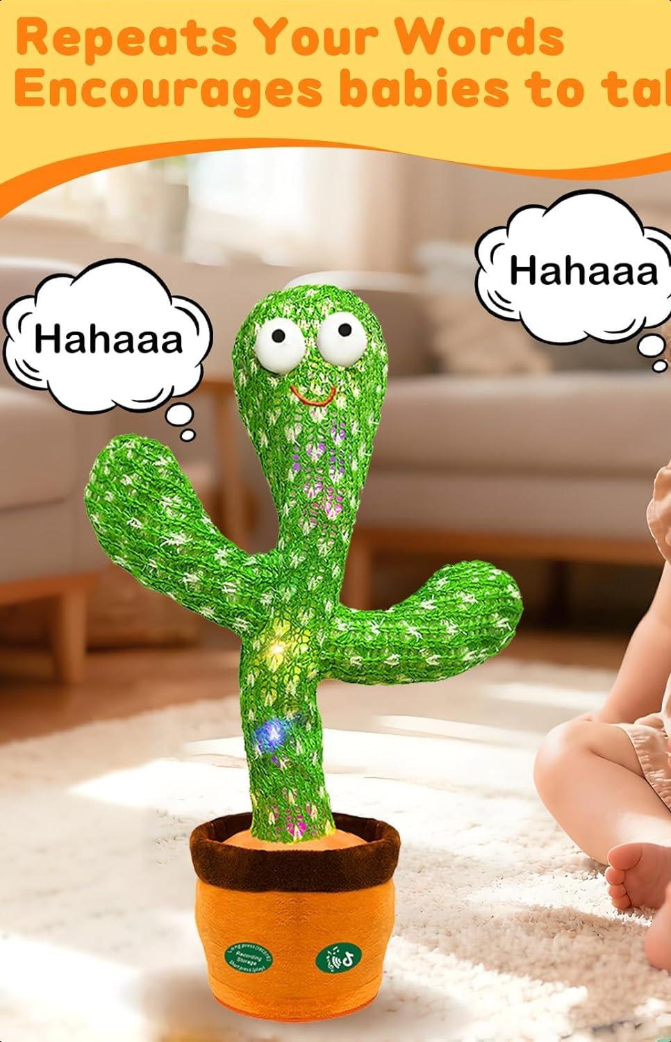 Interactive Toys Dancing Talking Cactus Toy,Funny Gift , Singing Musical Record Repeat What You Say Light Up Toy for Toddler (Volume Adjustment)