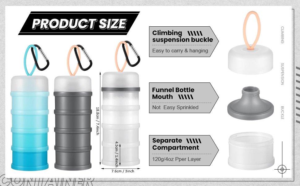 2 Pcs Protein Container with Funnels Stand, 4 Stackable Leakproof Protein Powder Dispenser, Portable Keychain Powder Container for Workout, Fitness, Travel(Gray, White) 2 Pcs Protein Container with Funnels Stand, 4 Stackable Leakproof Protein Powder Dispenser, Portable Keychain Powder Container for Workout, Fitness, Travel(Gray, White)