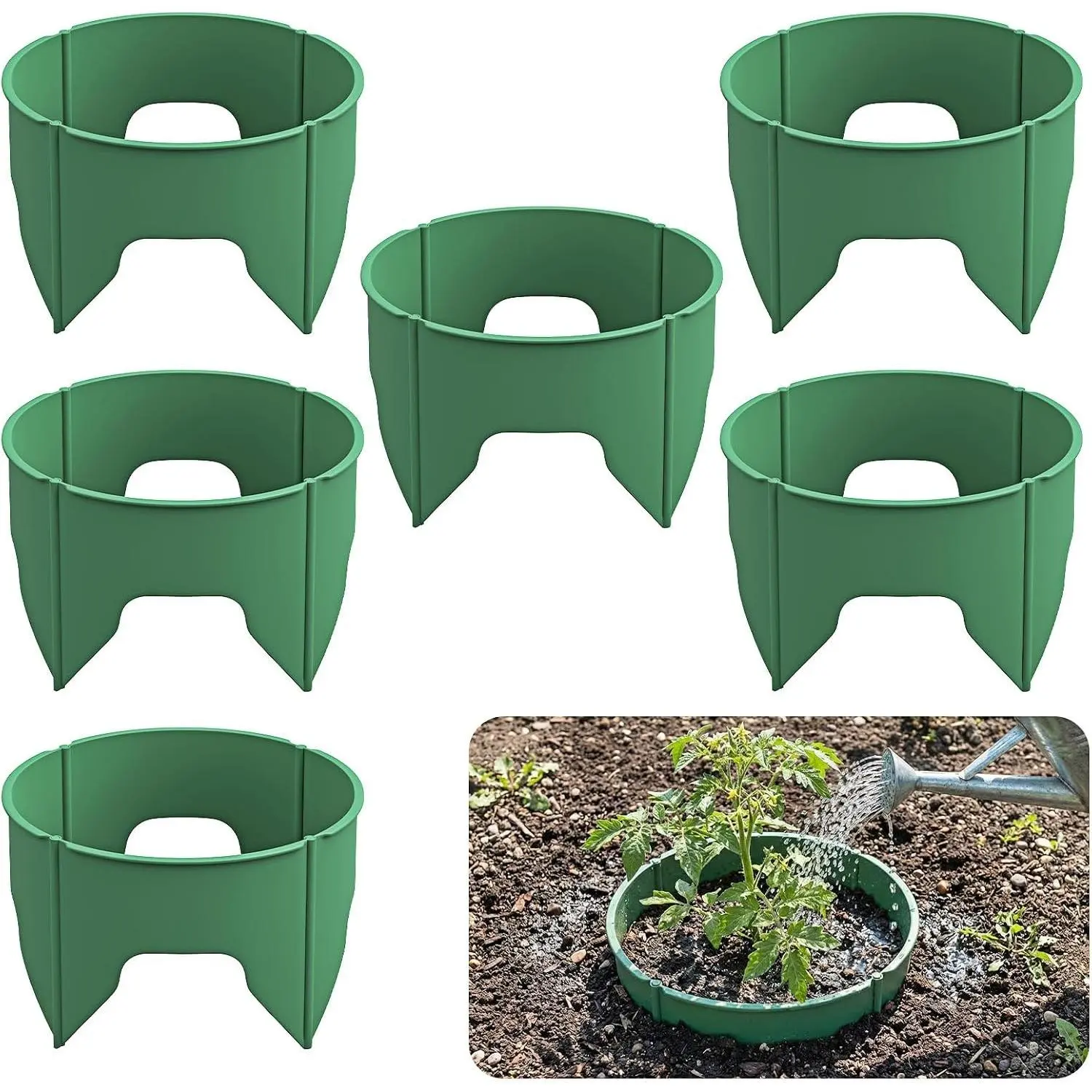 6 Set 9.6 inch Planting Grow Ring, 30Pcs DIY Plant Growing Rings, Adjustable Round Tree Rings, Planting Protective Edging for Outdoor Vegetables, Herbs, Flowers