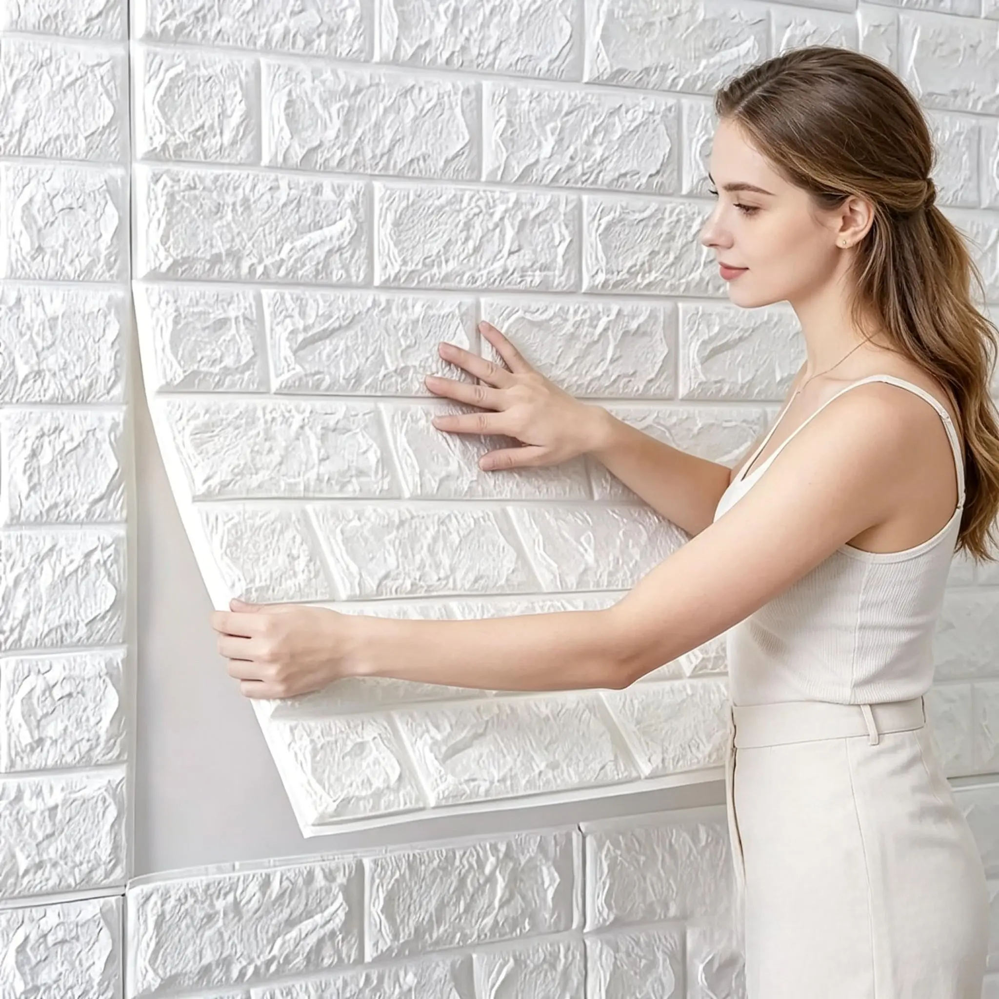 Self-Adhesive Wall Decals, Brick Pattern Anti-Collision Wallpaper, 38.5cmx35cm, 20/30/40/50pcs, for Hallway Living Room Bedroom Renovation, Sticky Adhesive Wallpaper