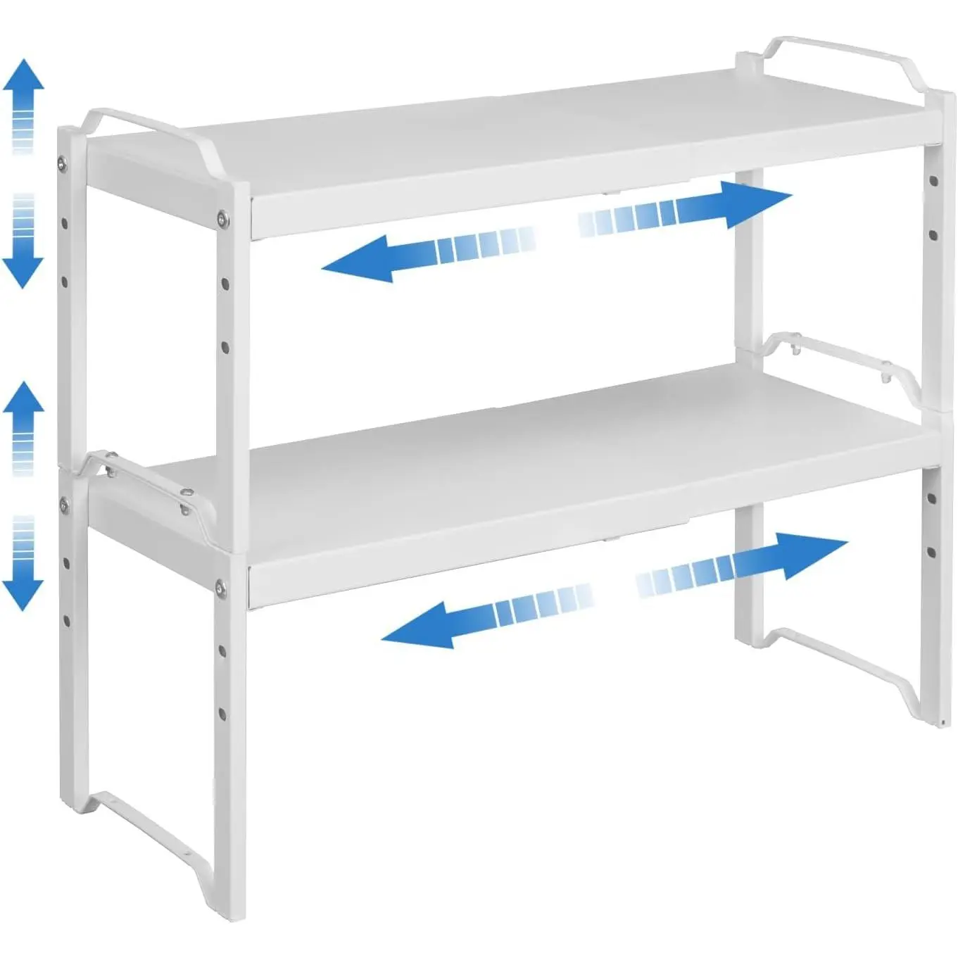 Set of 2 Expandable Kitchen Cabinet Shelves Organizers, Stackable Adjustable Small Storage Shelf Rack Stand For Pantry Cabinet Cupboard Kitchen Counter Organization, 22 lbs Capacity, Length:20.5"