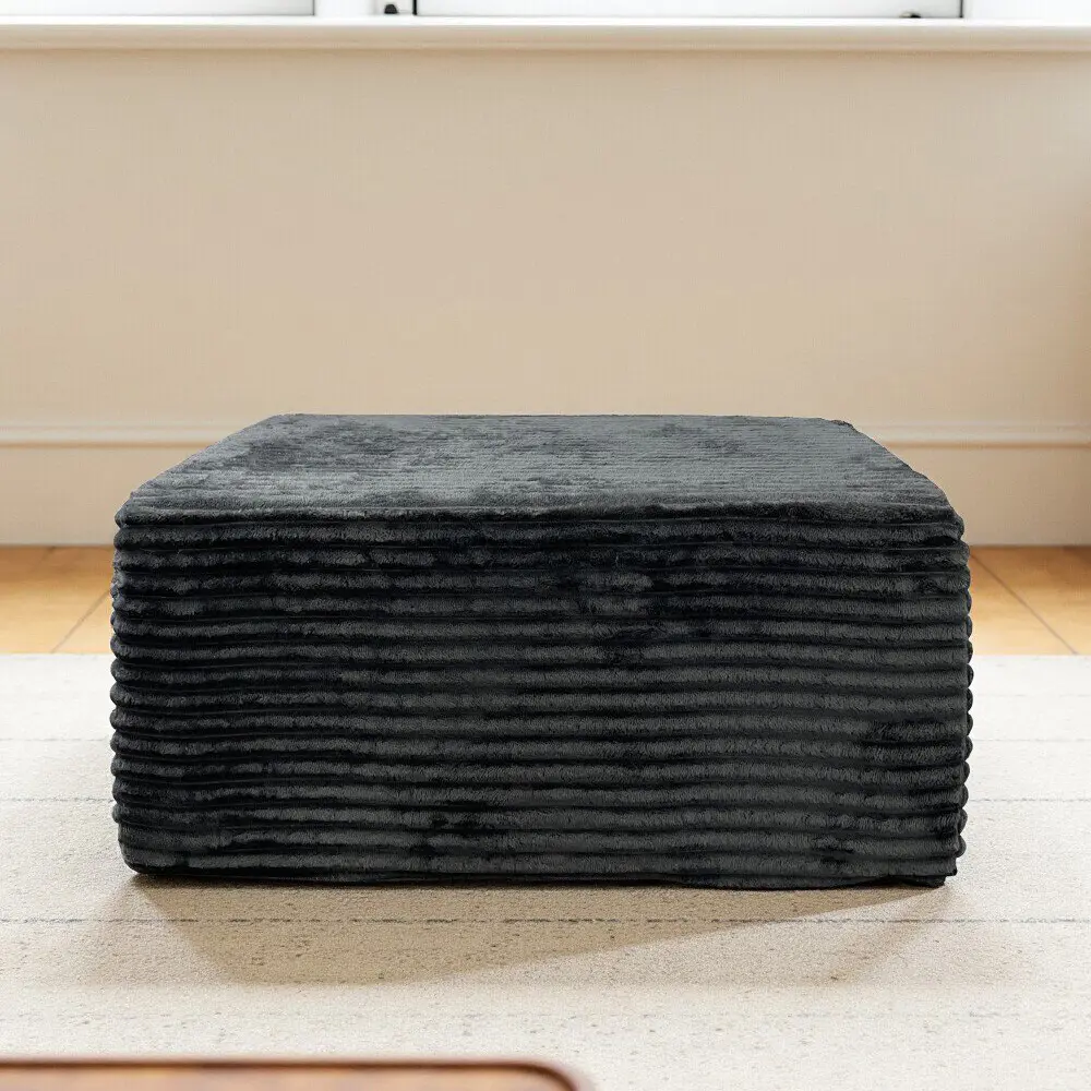 Plush Corduroy Cloud Velvet Boneless Cube Ottoman - Multifunctional Stool, No-Assembly Flannel Seater, Modern Velvet Footstool for Living Room Decor, Suitable as Coffee Table or Bed-End Stool