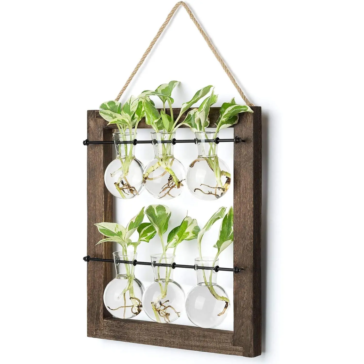 Propagation Station, Wall  2-Layer Glass Terrarium Vases |  Stand Planter, Hydroponic Flower Cuttings,  Bulb Jars,Retro Design,Clear Root View, Office Garden Decor