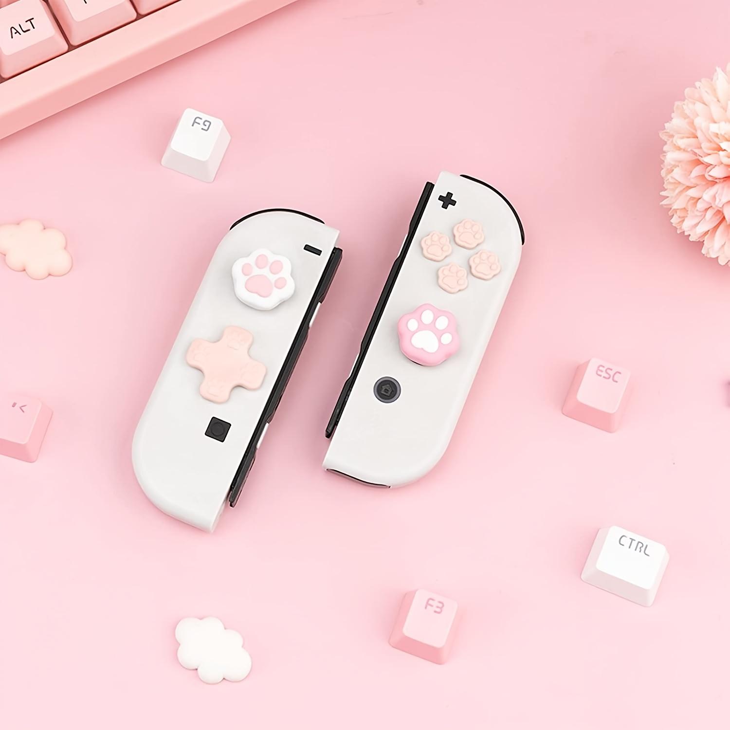 Silicone Cat Paw Button Caps for Switch/OLED Joystick - Pink, Non-Slip Grip, Durable & Washable, Compatible with Switch/OLED Rocker Caps, Cute Cat Paw Design for Enhanced Gaming Experience, Cat Accessories for Switch, Playful Accessory, Soft Texture
