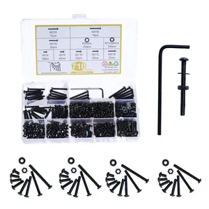 710 count M3 Screw , M3 Screws and Nuts, Small Metric Hex Socket Button  Screws  and Nuts Kit, Black Machine Screw  Kit with Washers, Bolt and Nut Set for  Printing