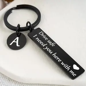 Drive Safe Keychain for Boyfriend,26-Letter Personalized Keychain - Perfect Gift for Birthday,Various Patterns,Father's Day Gift,Love Springtok,men's accessories Outdoorfun