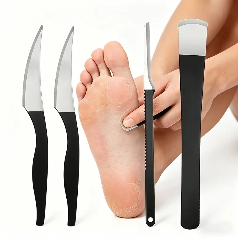 4-piece Set of Home Use Corns Calluses Special Foot Repair Knife, Heel Hard Dead Skin Foot Repair Knife, Home Beauty Foot Smooth Sole Tool, Daily Foot Repair Special Tool, Comes with A Travel Storage Box