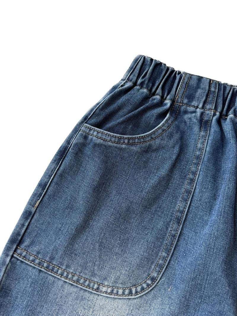 Women's High Waisted Casual Pants, Loose Wide Leg Jeans with Pockets, Elastic Waist, Button Front, All Seasons, Daily Wear