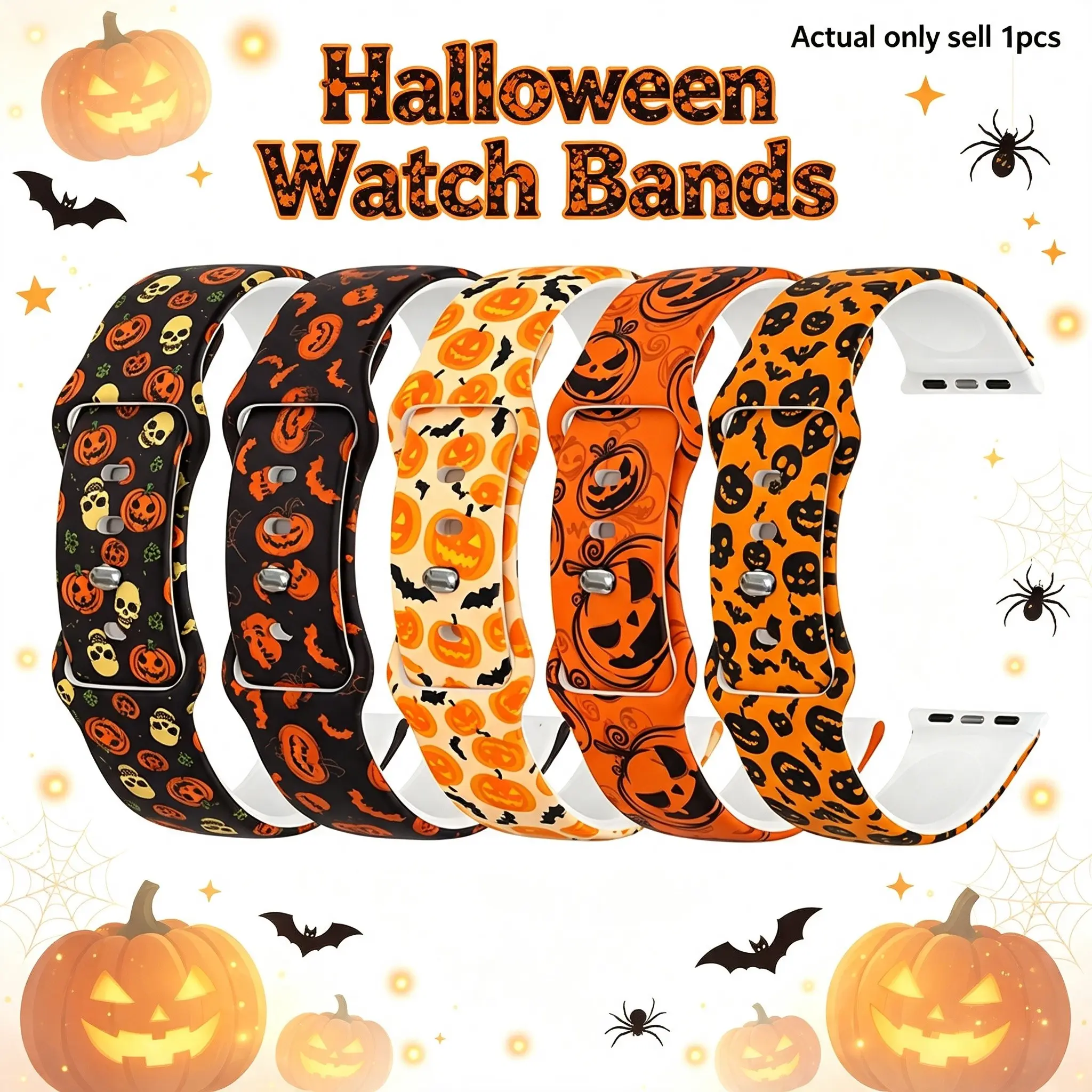 1pc Halloween-Compatible Apple Watch Silicone Band, Fits Series 1-7/se, Sizes 38-49mm, Unisex, Perfect for Halloween Gifts, Style over Substance
