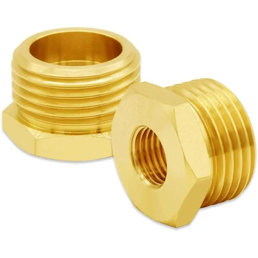 2 count Garden Hose Fittings 3/8" NPT Female x 3/4" GHT Male Thread Brass Bushing Reducer Water Hose Connector