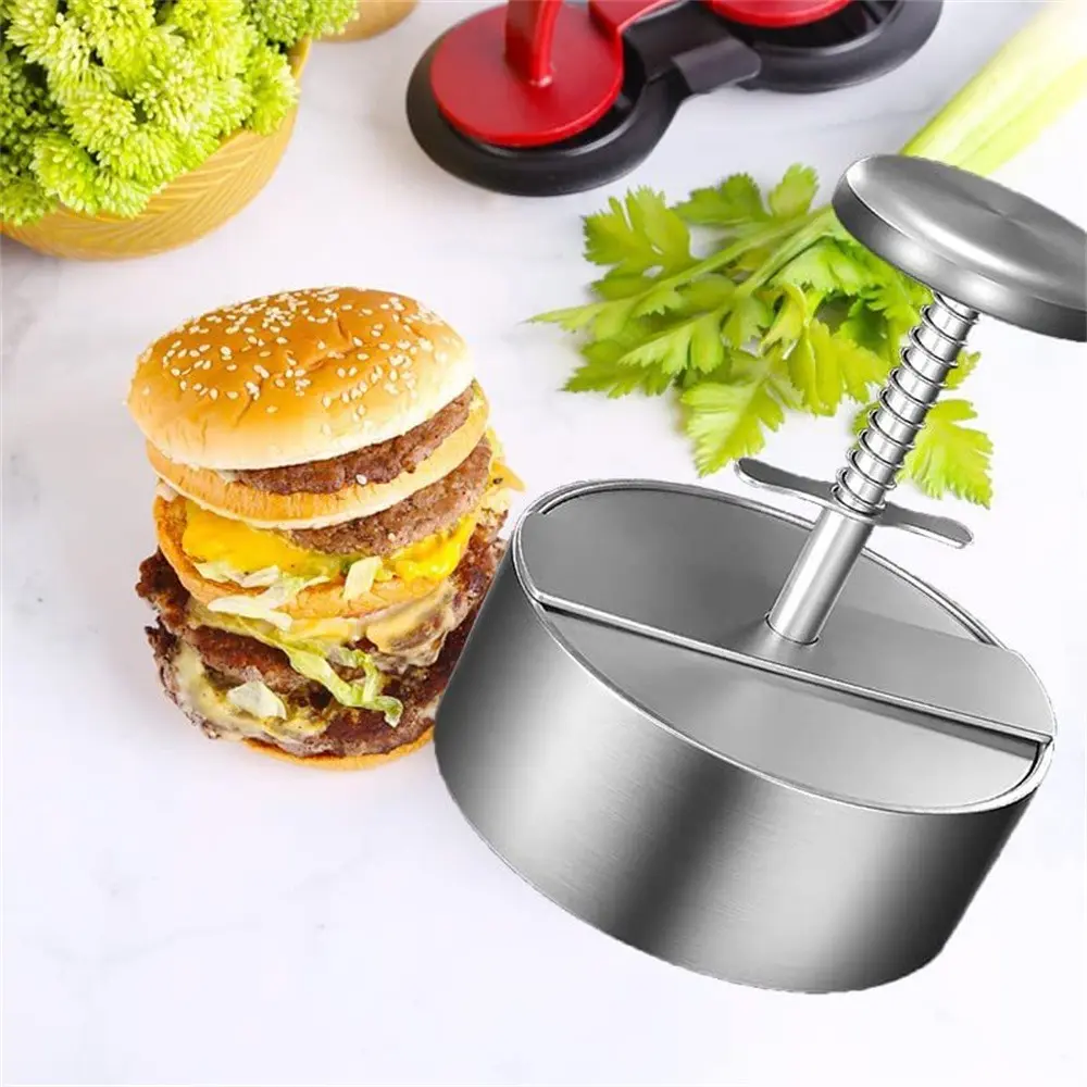 Stainless Steel Adjustable Burger Press Machine, Non-Stick Patty Maker Mold for Beef & Vegetables, Ideal for Cooking & Hamburger Making