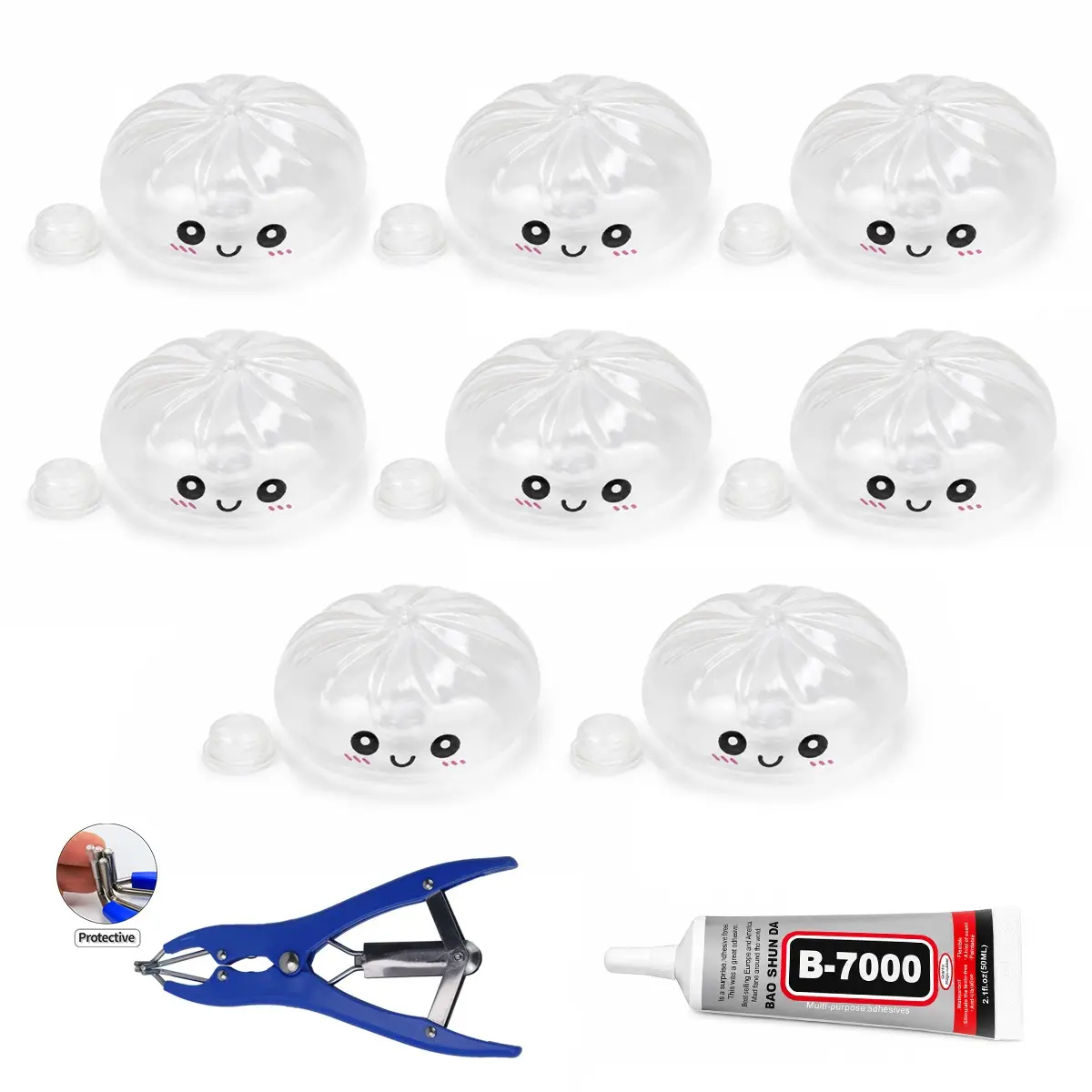 8pcs DIY Handmade Stress Relief Ball Kit, Stress Ball Fidgets, Transparent Ball Skin Set with 50ML Glue and Pliers, No Beads Included