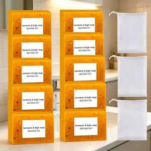 Turmeric Acid Brightening Soap Bar, Collagen & Hyaluronic Acid, Deep Cleansing Moisturizing Body Wash, Exfoliating Scrub for All Skin Types