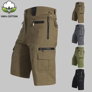 3 Pack Men's Cotton Cargo Shorts, Zip Multi Pockets Non-Stretch Tactical Work Shorts, Relaxed Fit Durable Pure Cotton Bottoms for Construction Hiking Outdoor Daily Casual Outfits