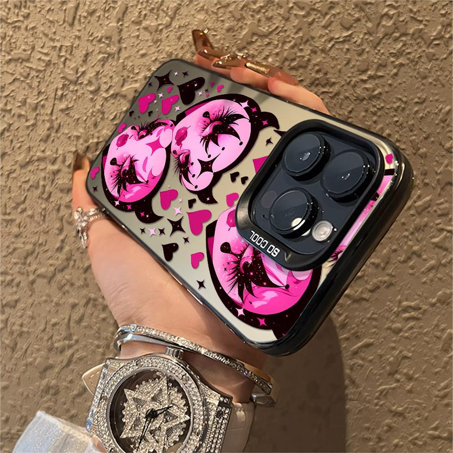 Phone case: 1pc Pink Devil Heart Pattern Phone Case Suitable for Apple iPhone11 12 13 14 15 16 17 PRO MAX X XR XSMAX 7 8Plus Shock Proof Vintage Funky Cute Fashion Can be given to a lover, Can be given to friends