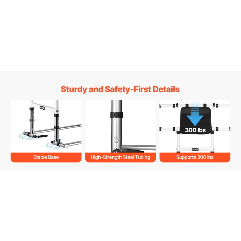 VEVOR Bed Rail for Elderly, Foldable Extendable Bedside Assist Rail with Side Handles PU Handrail, Adjustable Height Carbon Steel Pipe Bedside Cane, Senior Bed Bar Fits King, Queen, Full, Twin