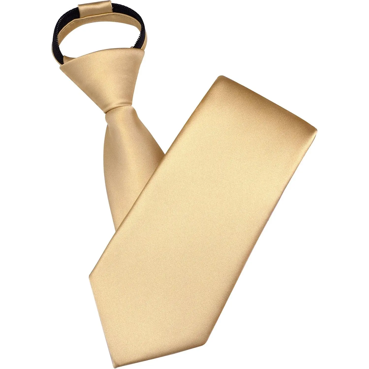 Champagne gold tie, men's pre-tied adjustable zipper tie, silk blend tie, suitable for weddings and business occasions (TA17-10)