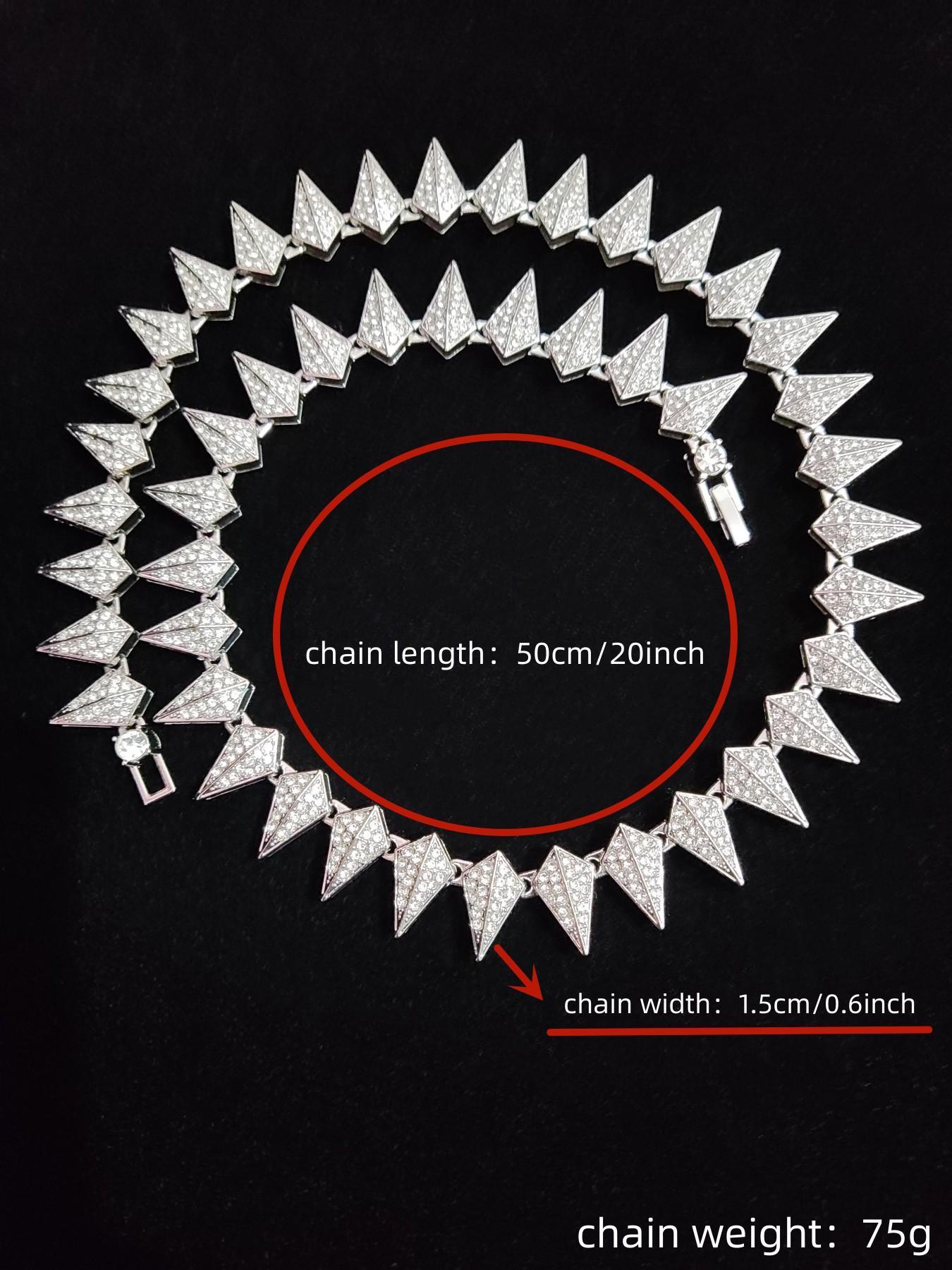 Rhinestone Decorated Rivet Shaped Chain Necklace, Fashion Zinc Alloy Exquisite Chain Jewelry for Women and Men, Casual All-match Accessories for Party, Daily Clothing Decoration, without Box