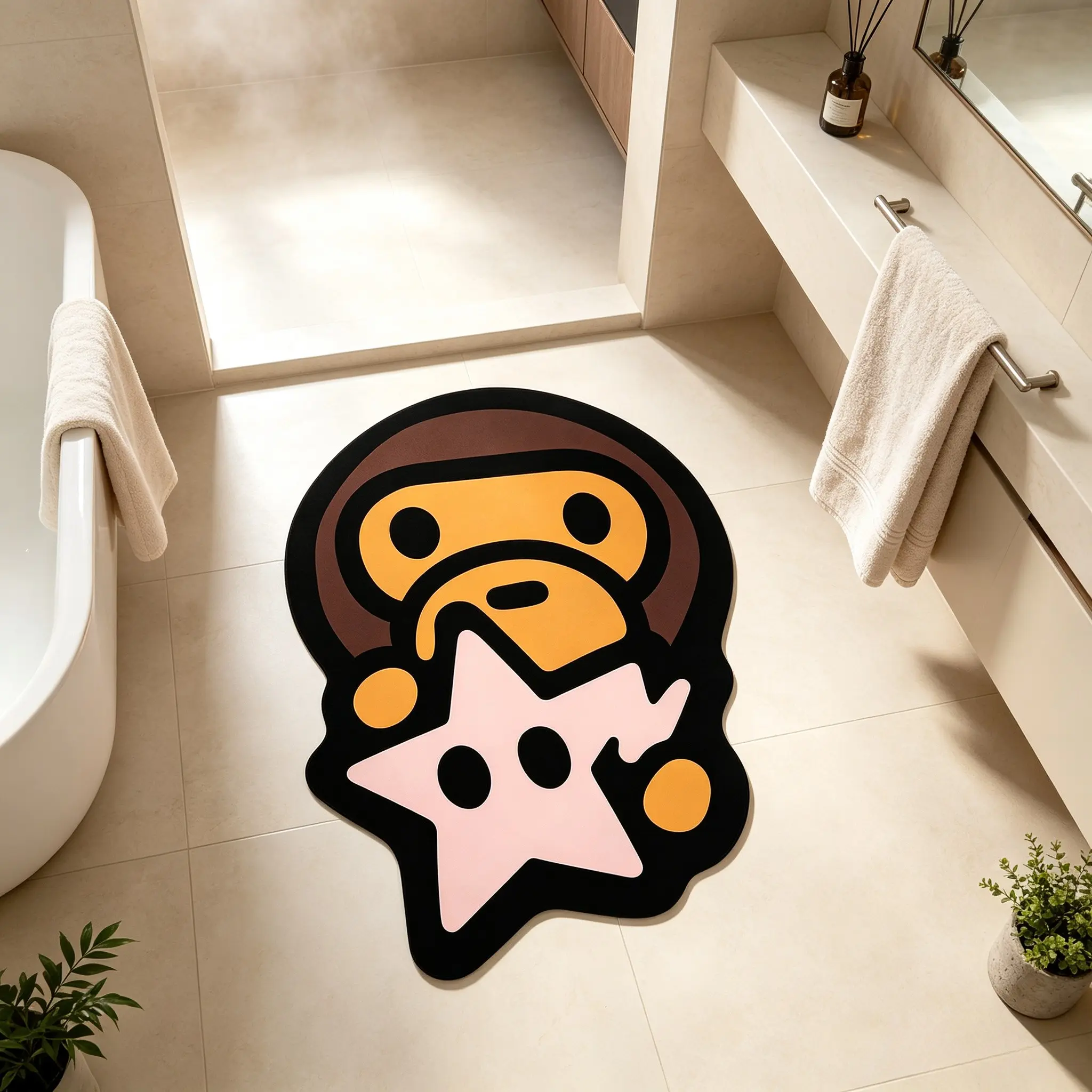 Cute Monkey Pattern Rug, Washable and Easy to Clean, Soft and Comfortable, Foldable, Suitable for Living Room, Bedroom, Hotel, Home Decorative Rugs