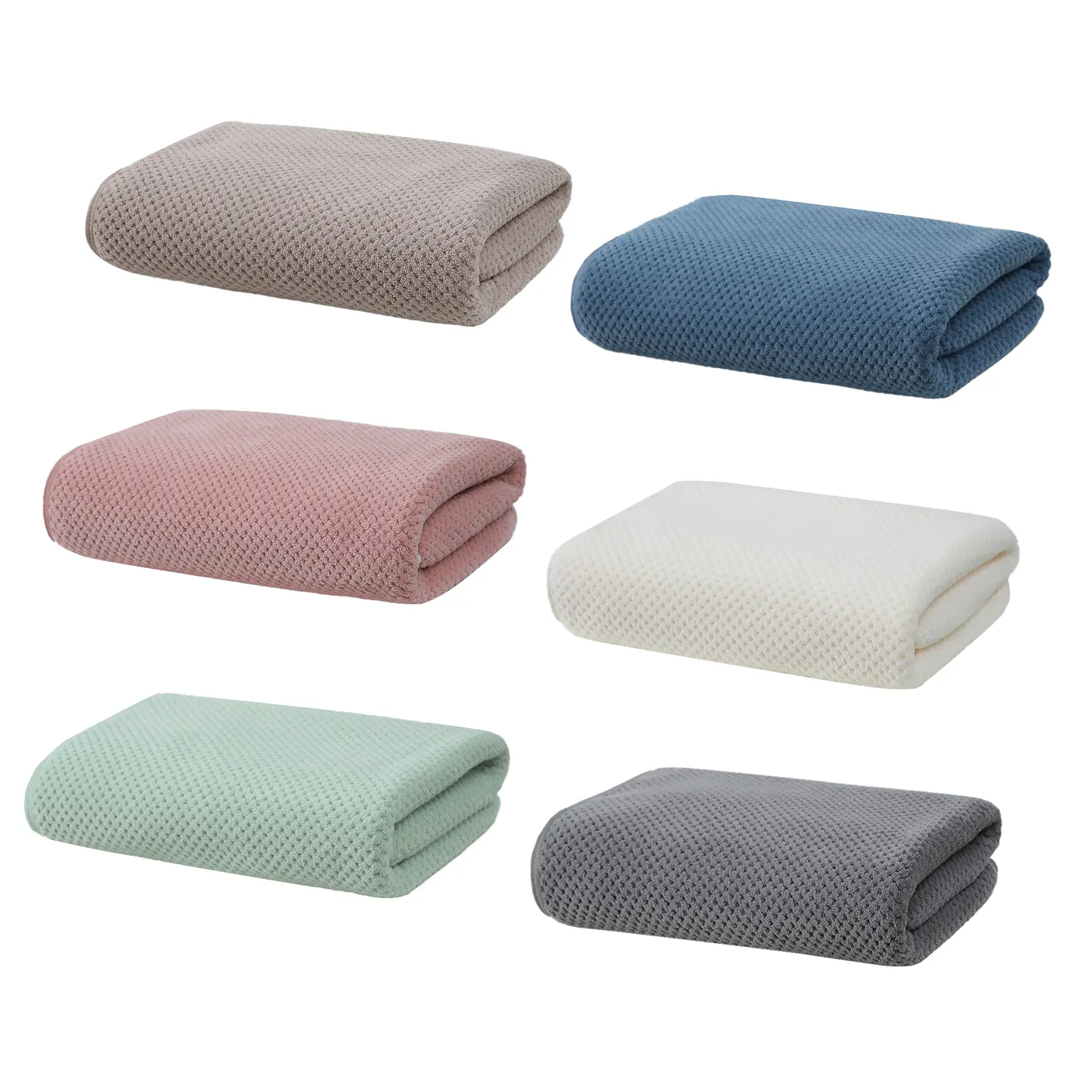 Ultra Absorbent & Quick Dry Microfiber Bath Towel Set - Waffle Honeycomb Texture - Extra Large, Lint-Free, Soft & Durable, 6 Pack for Bathroom, Gym, Pool, Travel - Multi-Color