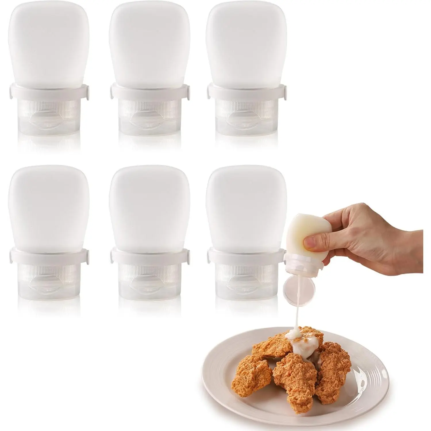 6 Pack  Condiment Squeeze Bottles Small Salad Dressing Bottles to Go Travel Salad Dressing Containers for Lunch Box 30ml/1 oz Travel Sauce Bottle with Labels