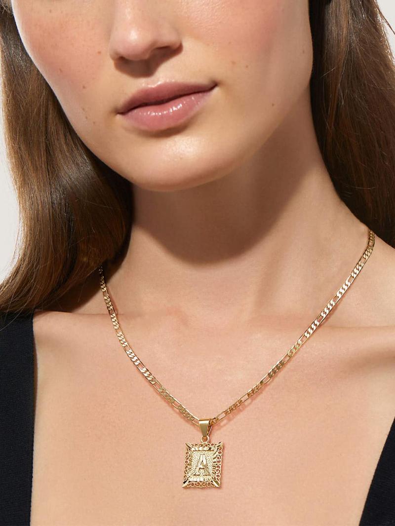 Letter A-Z Pendant Necklace for Women & Men, Punk Style Jewelry for Party, Daily Clothing Decor, Trendy All-match & Exquisite Jewelry for Birthday Gift