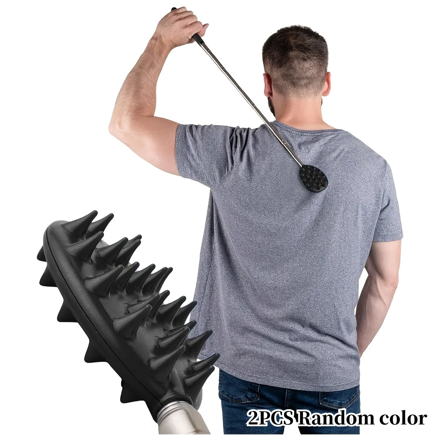 1pc 24" Telescoping Back Scratcher - Ergonomic Cactus Massage Tool with Rubber Spikes, Portable & Battery-Free. Durable Travel & Camping Essential for Men & Women. Compact Personal Care Gadget, Backscratcher for Home, Outdoor & Relief.