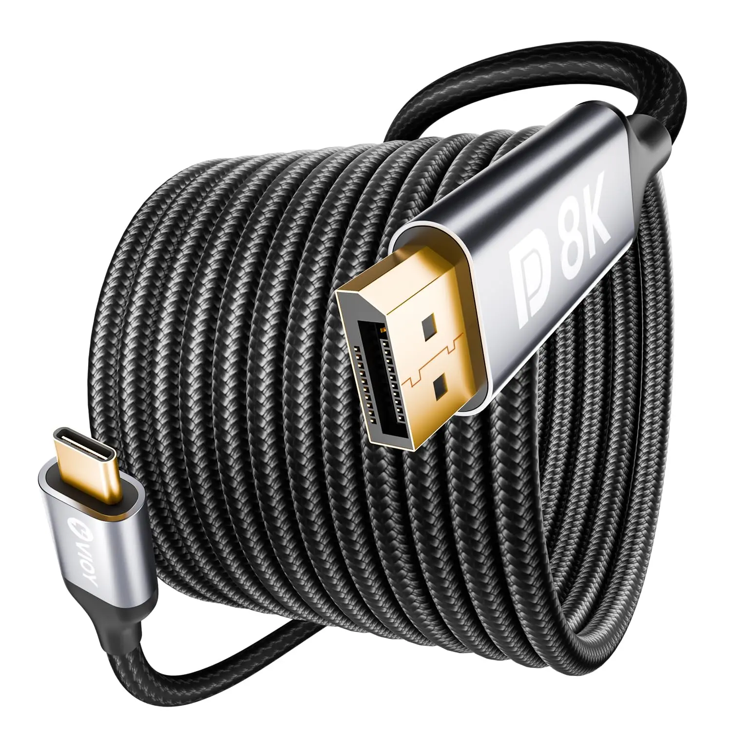 USB C to Displayport Cable 6.6 FT, Unidirection Type C to DP 1.4 Cable(8K@60HZ 4K@240HZ), Thunderbolt 4/3 to Display Port Cord Compatible with MacBook Pro/Air, iPad, iPhone15-17 Pro/Max, Galaxy,Protective,HDMI