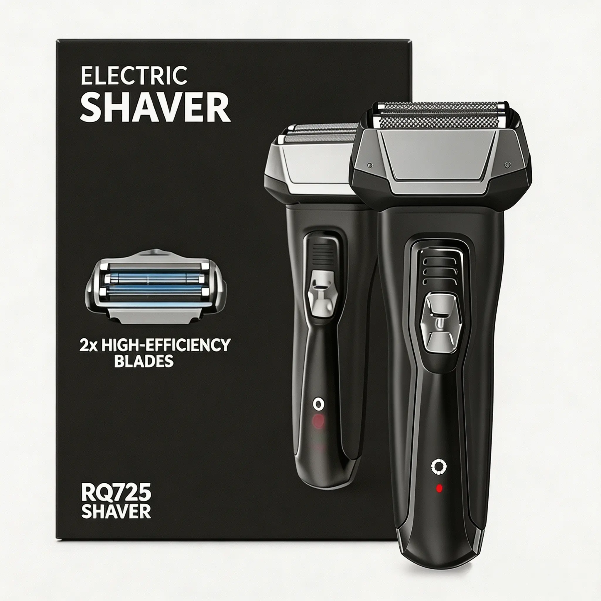RUNWE RS725 Power Series Foil Shaver, Electric Razor for Men, Body Hair Shaver, Cordless Rechargeable with Pop Up Trimmer, Pivot & FlexFoil Technology, Lightweight Handheld Design, Black