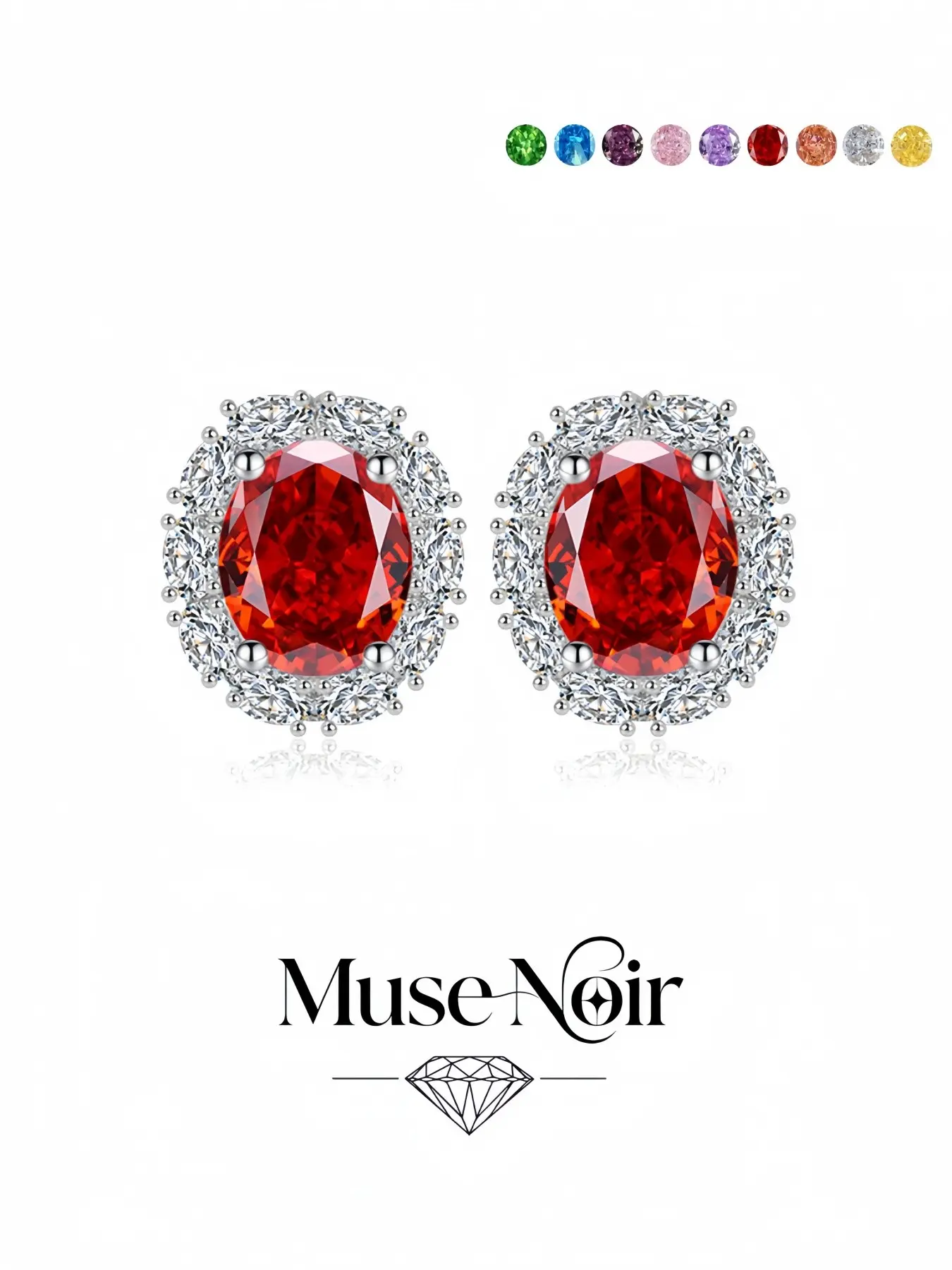 Pigeon Blood Red Crown Retro Stud Earrings feature dazzling egg-shaped ice-cut high-carbon gems. Crafted with hypoallergenic S925 silver posts, they boast light luxury charm, ideal for daily looks, vacations and formal dinners.