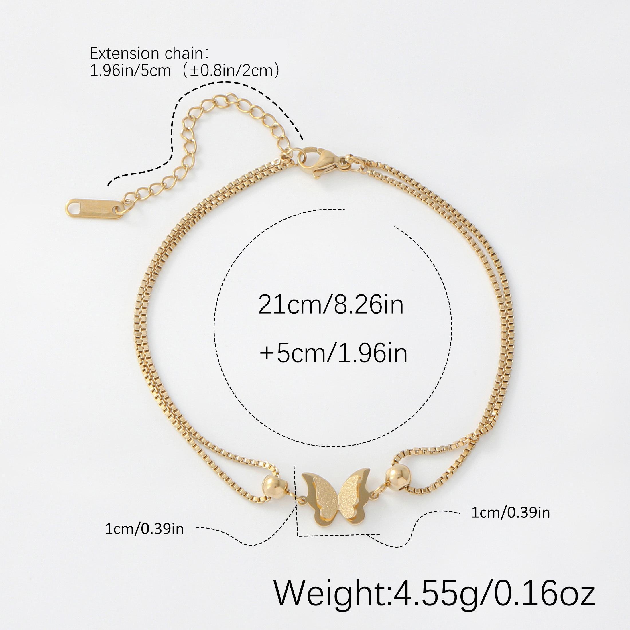 Double Layer Butterfly Anklet for Women – Hypoallergenic Stainless Steel Gold & Silver Tone Chain, Cute Trendy Foot Jewelry for Beach, Vacation, Party & Everyday Summer Outfit