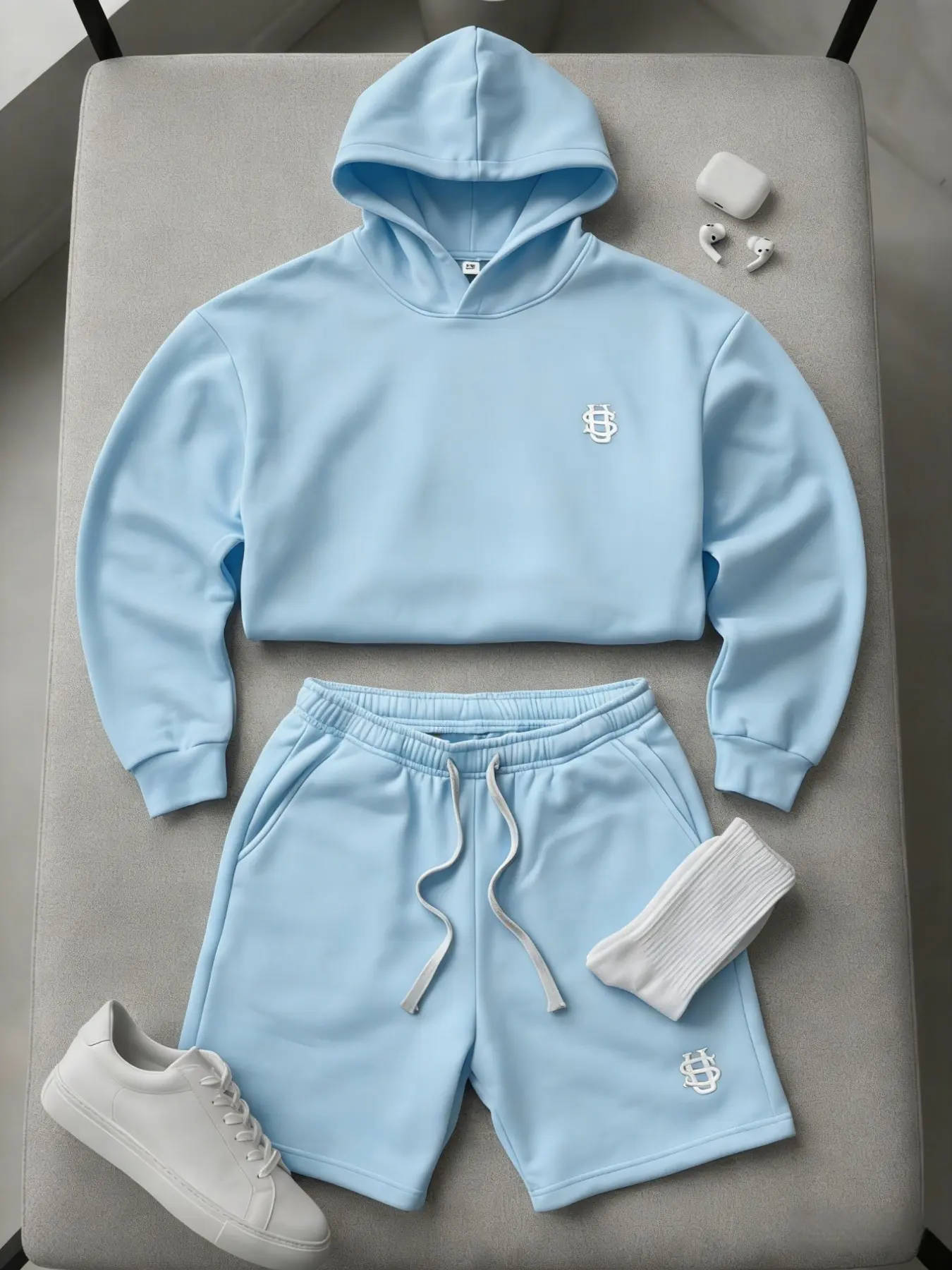 Men's Sportswear Set, Hooded Sweatshirt and Shorts Two-Piece Set, Summer Casual Athletic Wear, Loose Fit Lazy Style, Embroidered Sweatshirt Set, Athleisure Gym Clothes, Lightweight Summer Sportwear, Oversized Sweat Set, Gym Sets