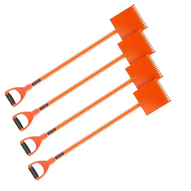 Shingle Shovel 4 Pack, D-Grip Handle Shingle Roof Ripper, High Hardness 45# Steel & Lightweight Easy Tearing Off Roofing & Nails Tool, ideal for Commercial and Residential Use,Orange