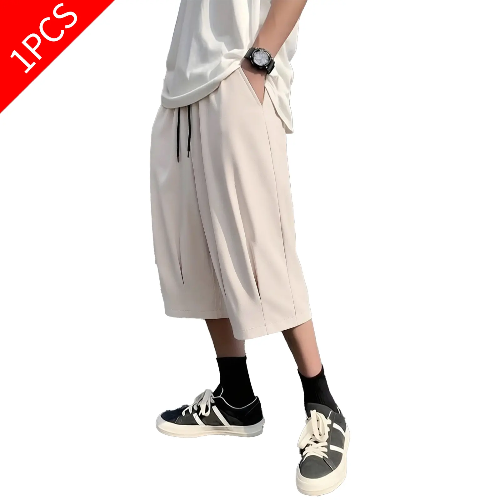 Relaxed Fit Streetwear Wide Leg Casual Shorts, essential shorts men, bottom clothes, clearance sale, fits for men, gangster clothes,   cool summer streetwear,   running shorts,  daily active wear