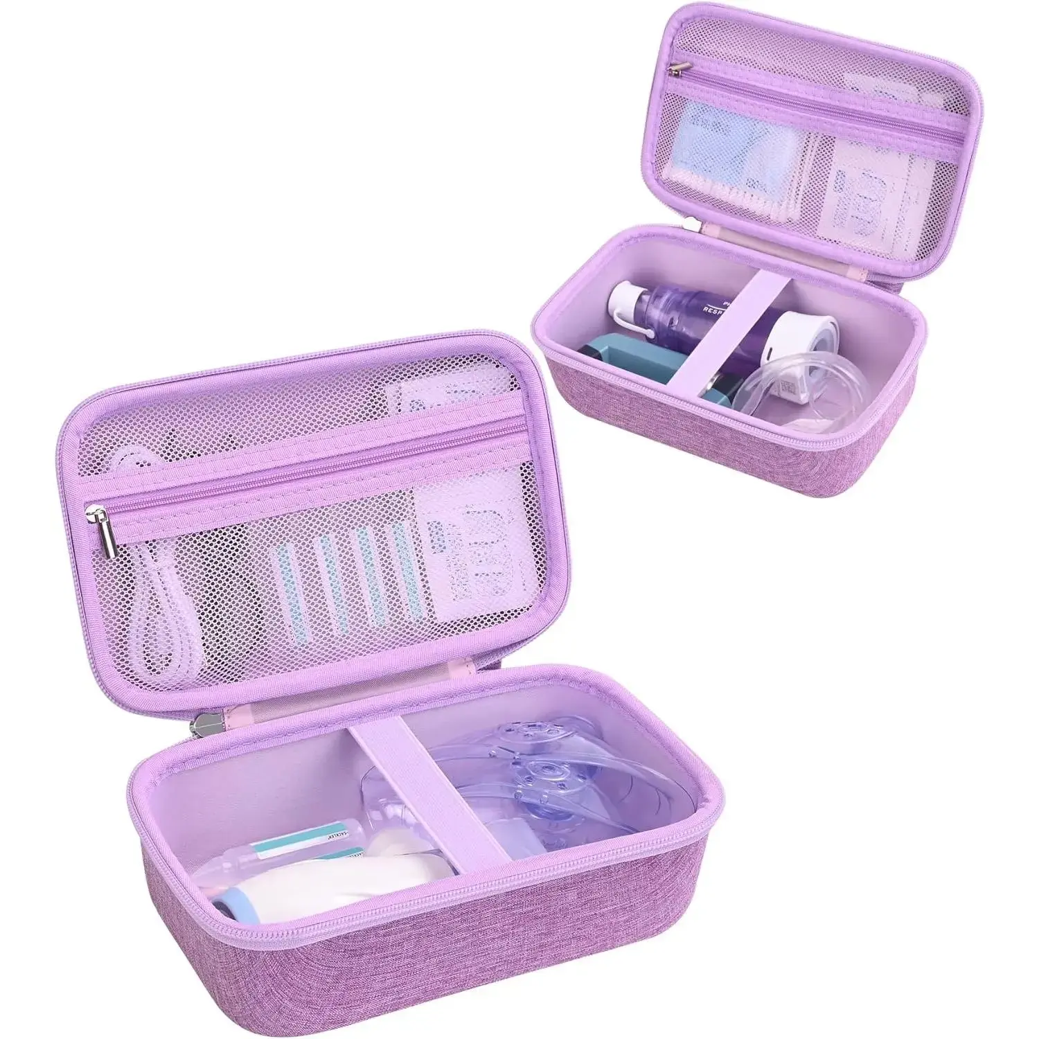 Compact Portable Asthma Inhaler Storage Case - Organizer Bags, Travel Organization Pouch for Nebulizer, Spacer, Masks, Kids and Adults Home Use (Purple)