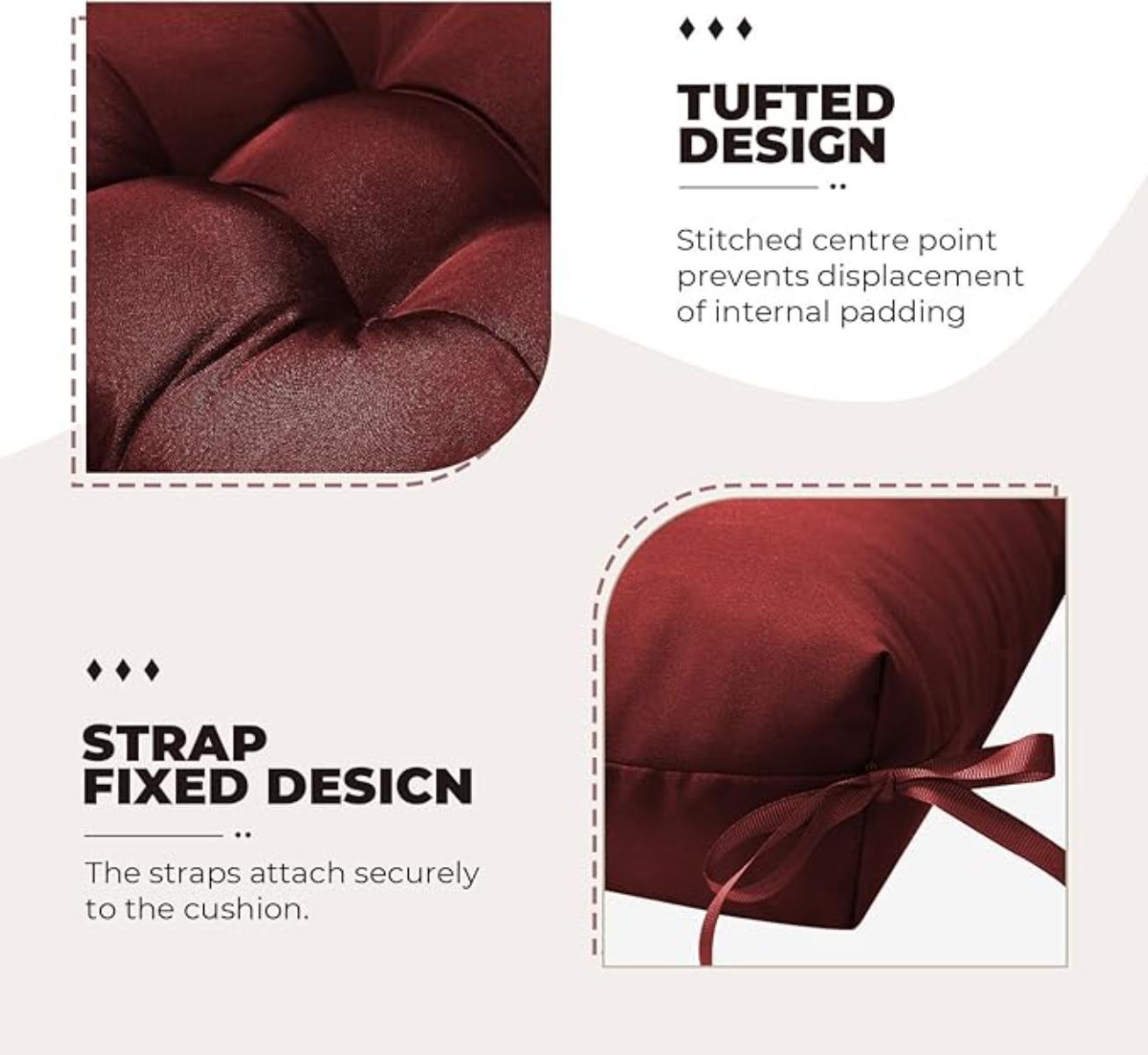 Patio Chair Cushions Set of 2 for Outdoor Funiture,Weather and Fade Resistant Outdoor Chair Pads, 19"x19" Tufted Memory Foam Patio Seat Cushion (2, Red)