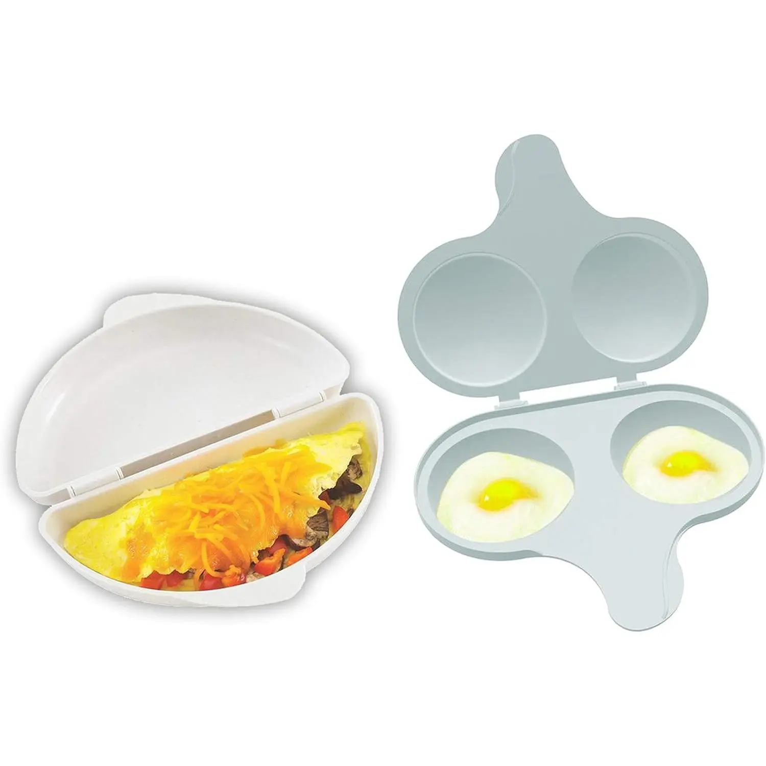 Easy Breakfast Set - Omelet Pan and 2 Cavity Egg Poacher (Microwaveable)Gift
