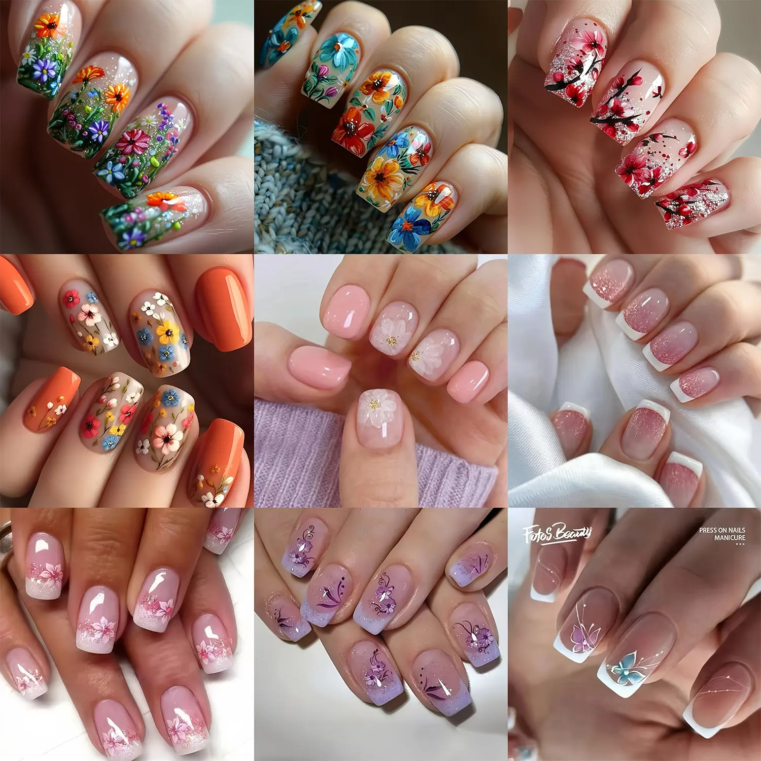 216pcs Short Fashion Press-On Nails, 9 Styles Glossy Full Coverage Removable Nail Stickers, Perfect for Daily Use and Party Events
