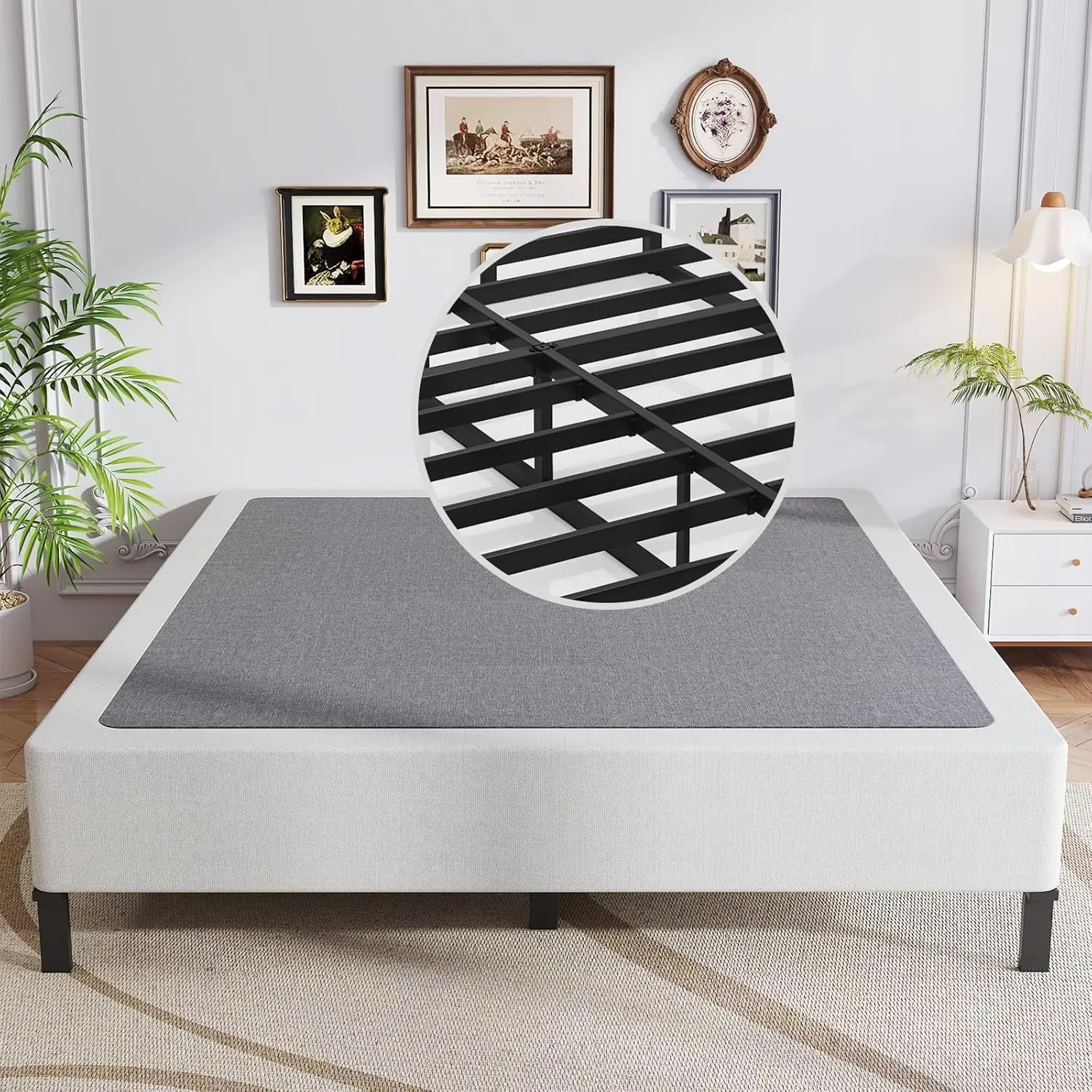 Low Profile Box Spring  - 3 Inch Box Spring for  Heavy Duty Bed Foundation Metal Bed Base Easy Assembly