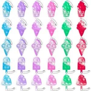 30Pcs Mini Ice Cream Pop Keychain Fidget Toys, Ice Cream Party Favors Supplies, Silicone Mini Pop Toys Birthday for Kids Anxiety Stress Reliever for Adultsfidget toys