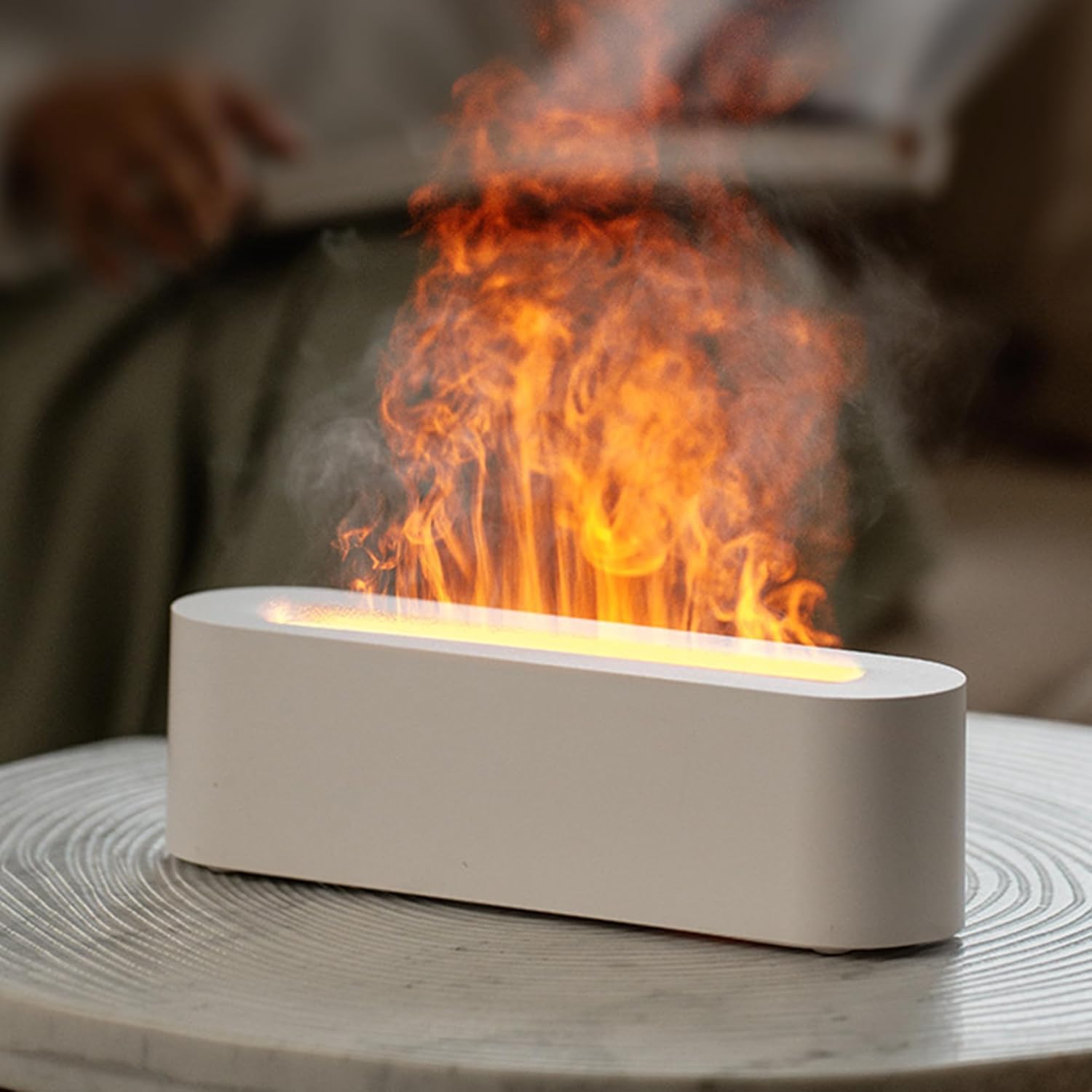 Essential Oil Diffuser, Fireplace Fire Flame Aromatherapy Diffuser, 150ml Ultrasonic Cool Mist Humidifier, Scent Aroma Diffuser with 7 Colors Light