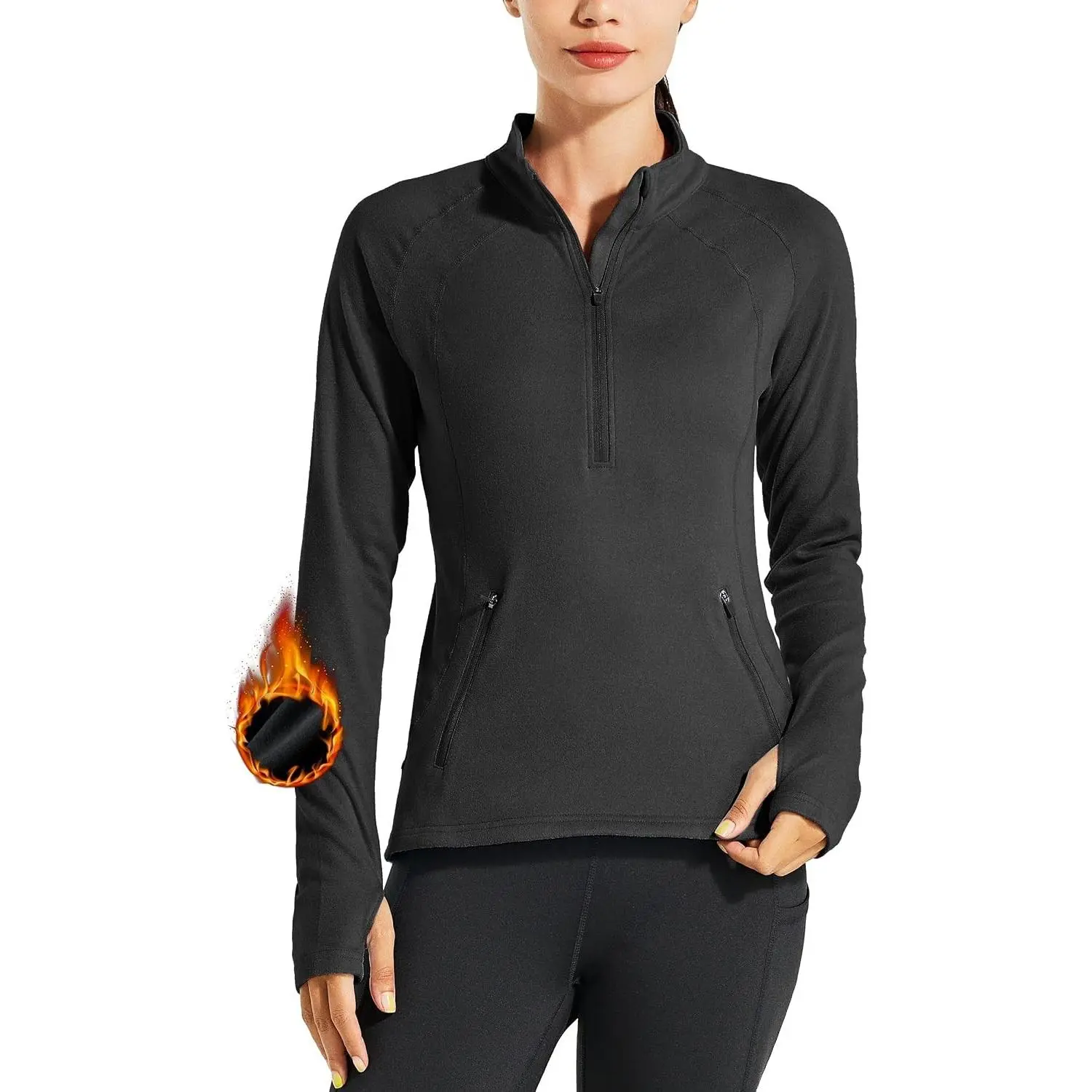 Women's Fleece Running Jacket Pullover Thermal Equestrian Shirt Golf Shirt Long Sleeve Half Zip Exercise Winter Gear