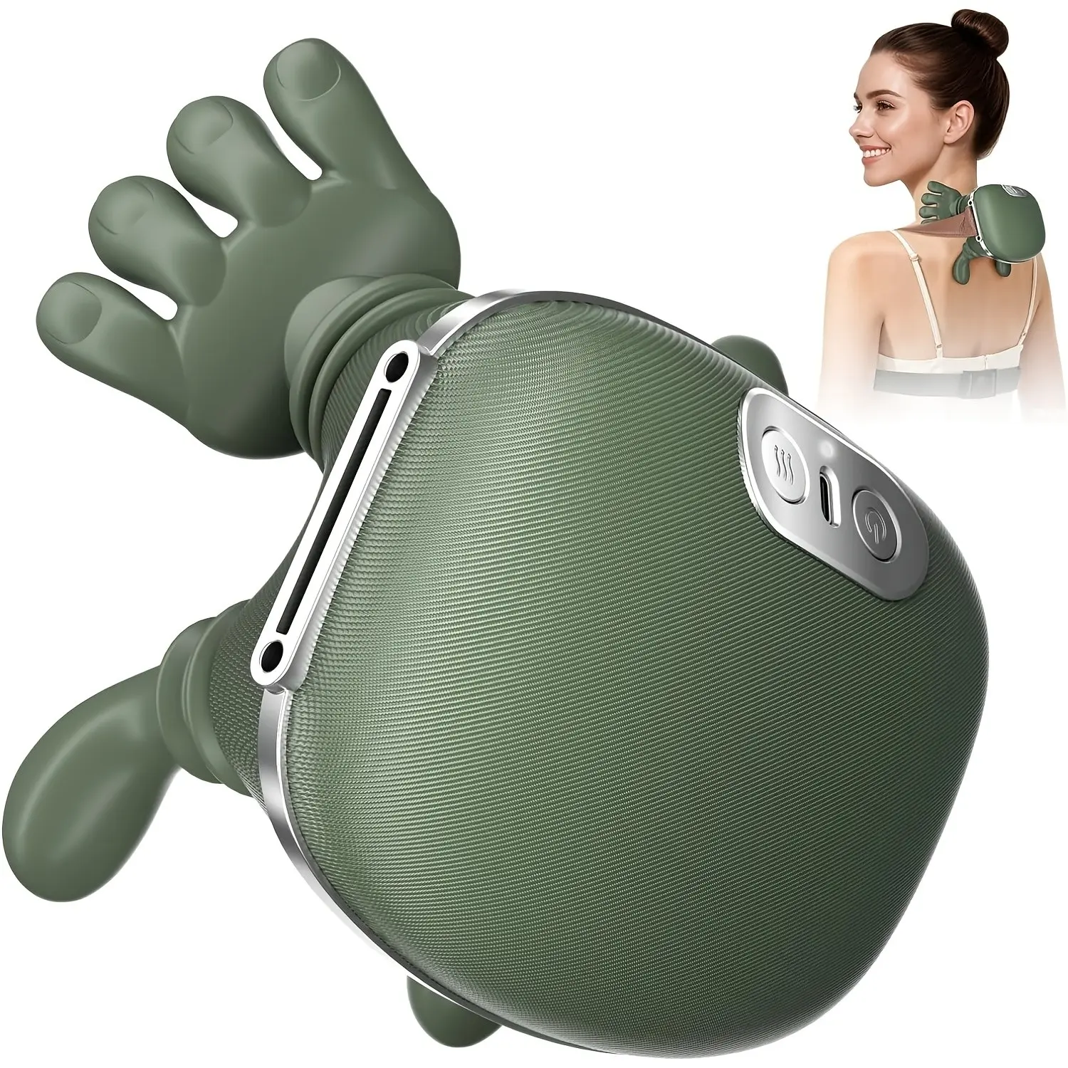 Portable Neck Massager, Heated Back Massage Pillow, Electric Pressure Point Massager, Three Modes, Two Heating Levels, 4D Deep Tissue Relief