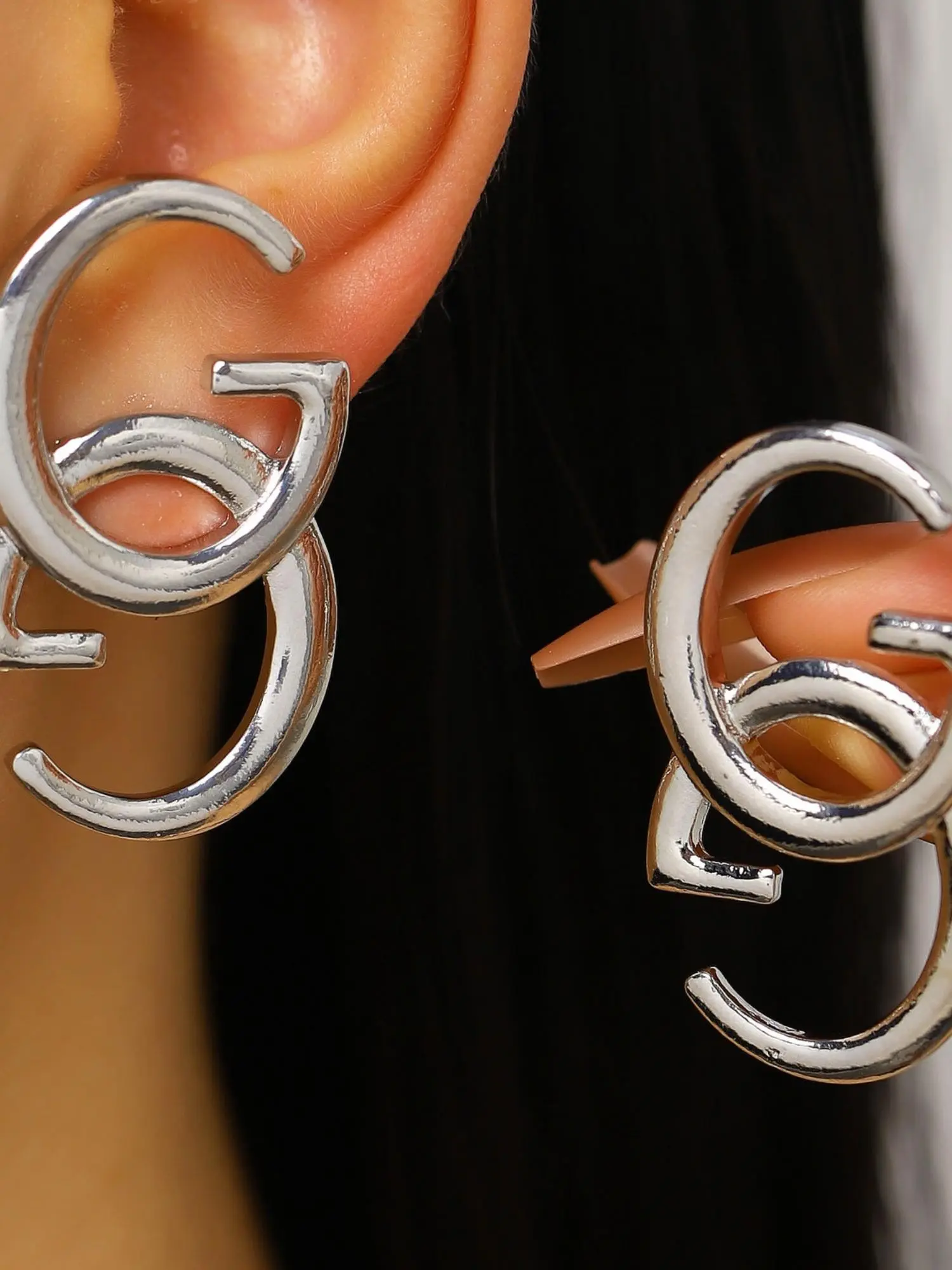 Elegant Twin G Letter Alloy Earrings, Good Earrings, Fashion Ear Jewelry, Perfect for Commute and Parties, Women's Trendy Accessories, Simple and Elegant