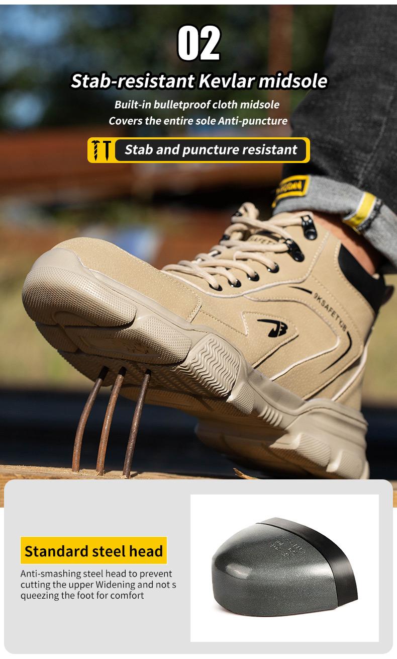 Men's Durable High-Top Steel Toe Safety Shoes, Slip-Resistant, Anti-Puncture, Anti-Crush, Suitable for Work, Industry, Construction, Security, Comfortable & Breathable, Warm for Autumn/Winter Product Model：9193