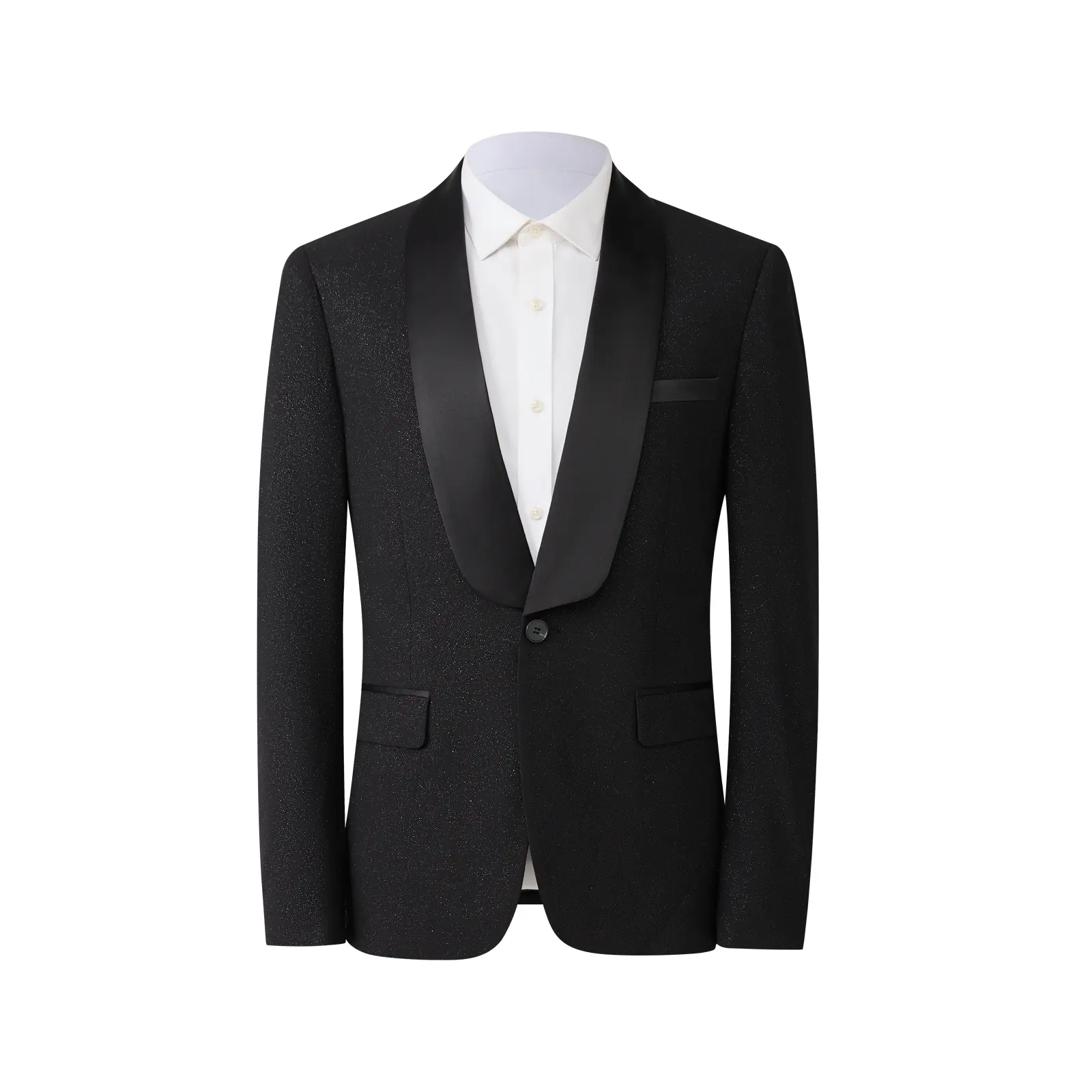 Men's Suit Glitter Shawl Lapel Single Blazer, Lined Sparkly Jacket for Prom, Stage, Parties