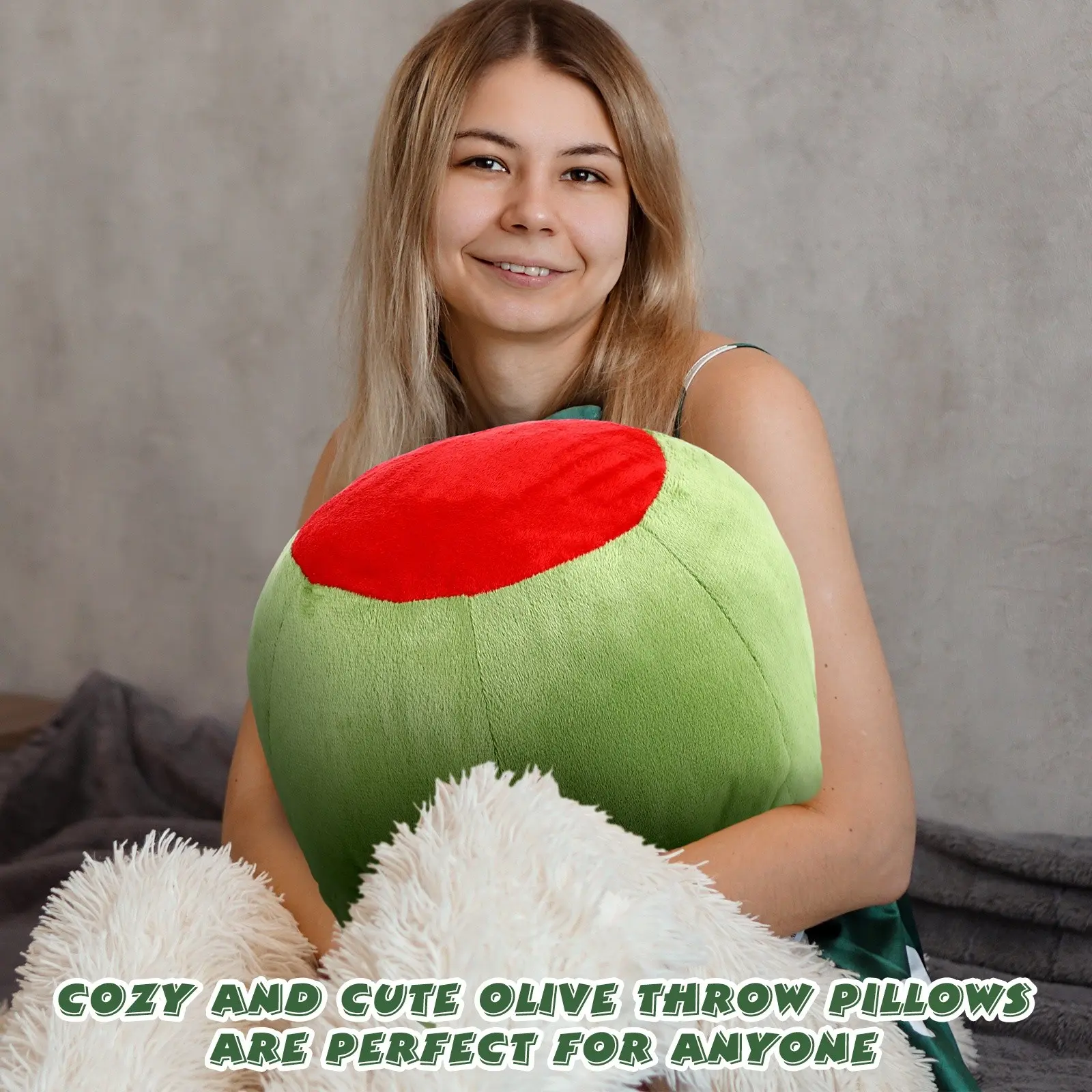 Decorative Cute Olive Plush Pillow Kawaii Fruit Stuff Hugging Plushies Gift Soft Novelty Pillow Cushion Seat Decor for Home