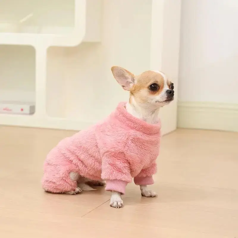 Warm Flannel Four Leg Dog Jumpsuit Winter Pet Coat Soft Outfit For Small Medium Dogs Chihuahua Yorkie Bichon